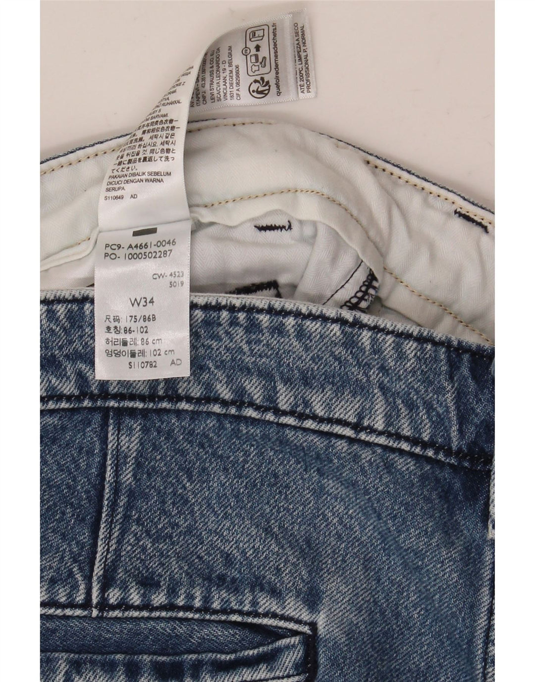 Pantaloncini chino in denim da donna Levi's W34 Large in cotone blu