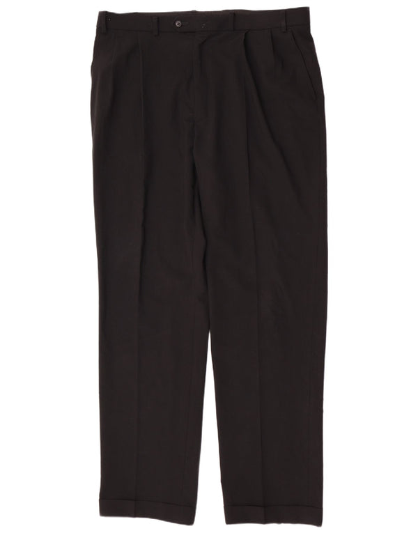 Pantaloni da abito regolari da uomo Marks & Spencer W38 L33 poliestere nero