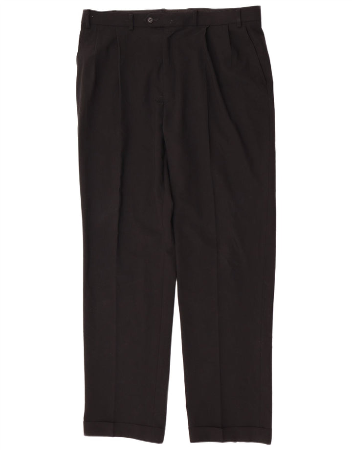 Pantaloni da abito regolari da uomo Marks & Spencer W38 L33 poliestere nero
