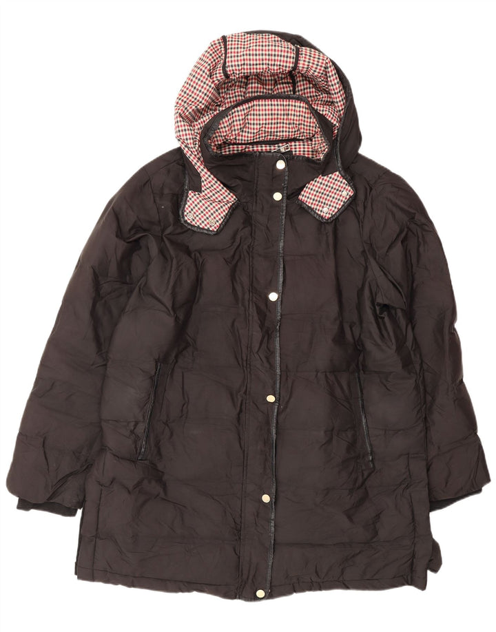 Giacca imbottita con cappuccio da donna Zara UK 16 grande nera in poliestere invernale