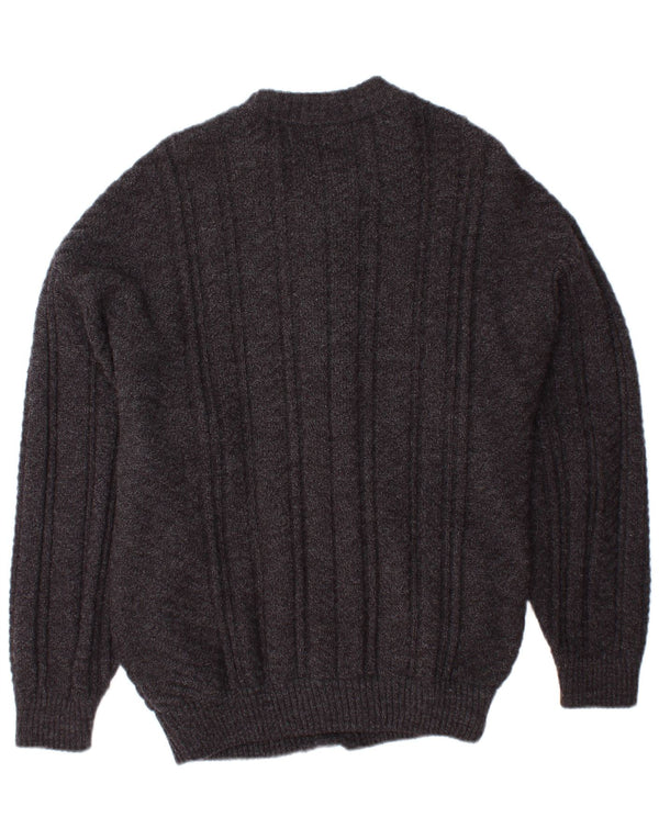 Maglione cardigan da uomo VINTAGE piccolo grigio a rombi/acrilico diamante