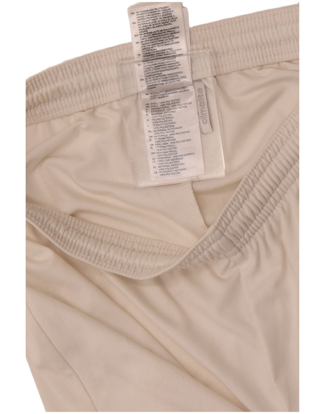 Pantaloncini sportivi Adidas Climalite da uomo piccoli in poliestere bianco