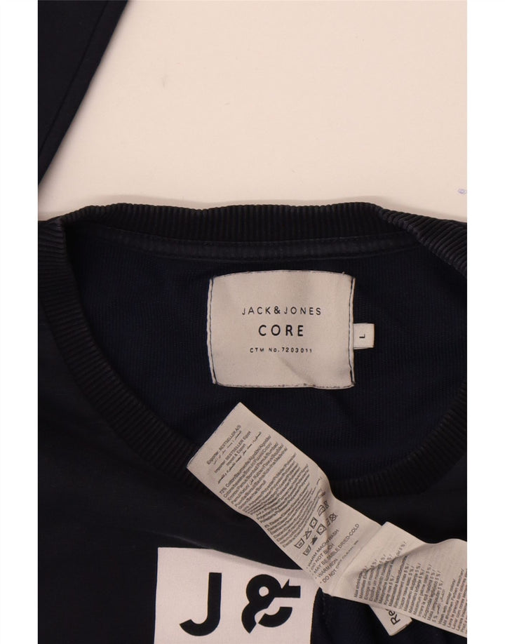 Jack & Jones Felpa con grafica da uomo Maglione grande in cotone blu navy