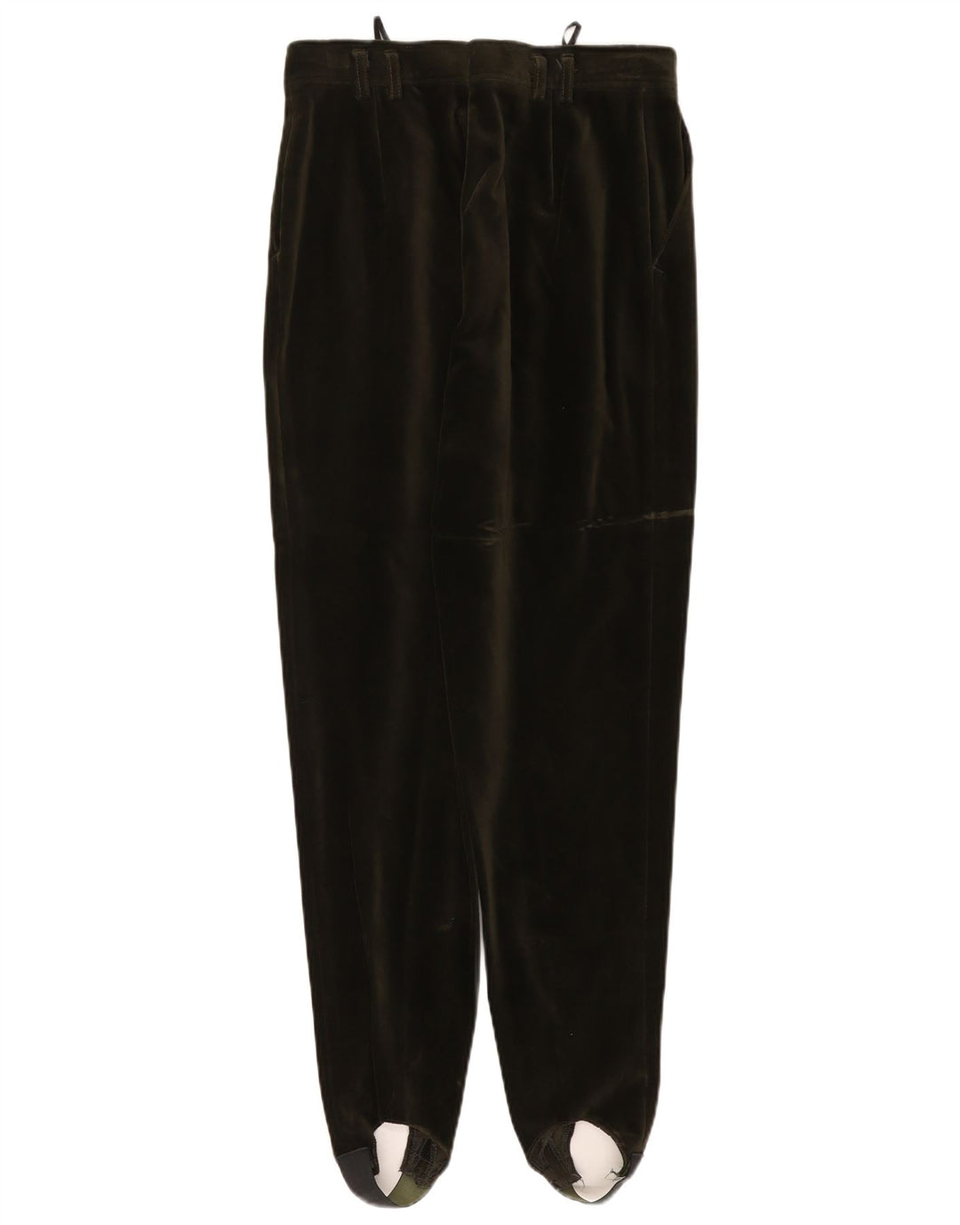 Pantaloni da donna in velluto con staffa VINTAGE EU 40 medio W27 L29 cotone verde