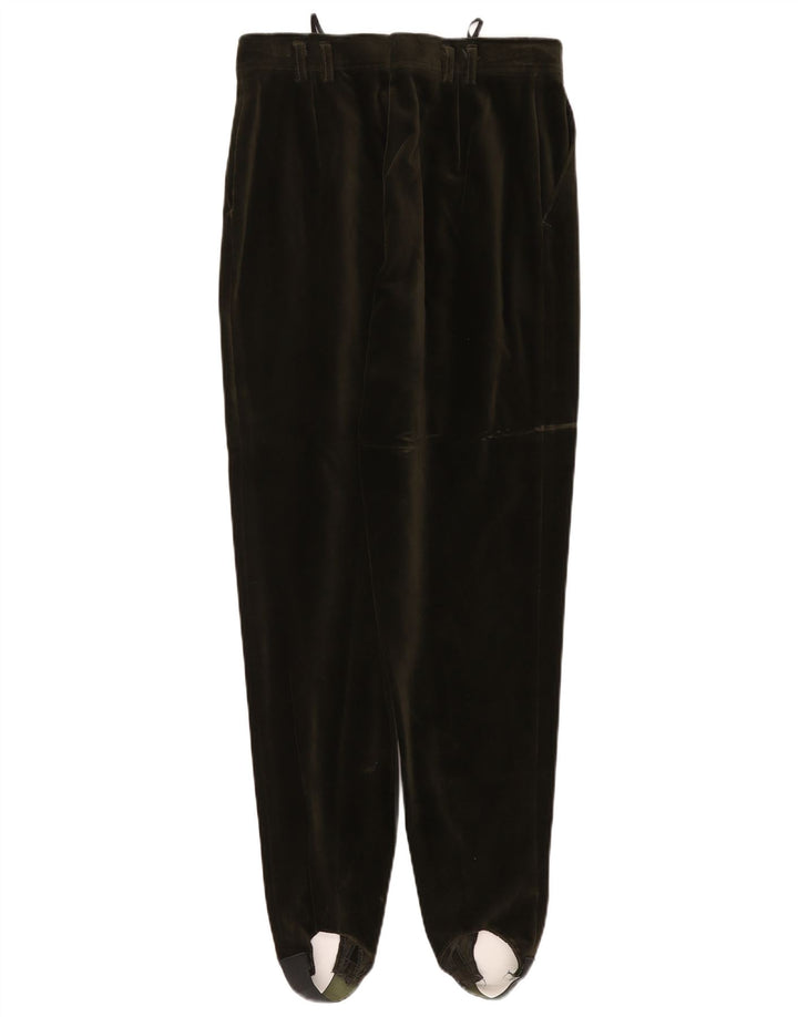 Pantaloni da donna in velluto con staffa VINTAGE EU 40 medio W27 L29 cotone verde