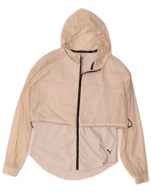Giacca antipioggia oversize con cappuccio da donna Puma UK 6 XS nylon bianco sporco