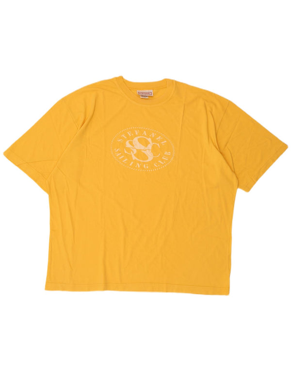 T-shirt grafica da uomo Stefanel Top XL in cotone giallo