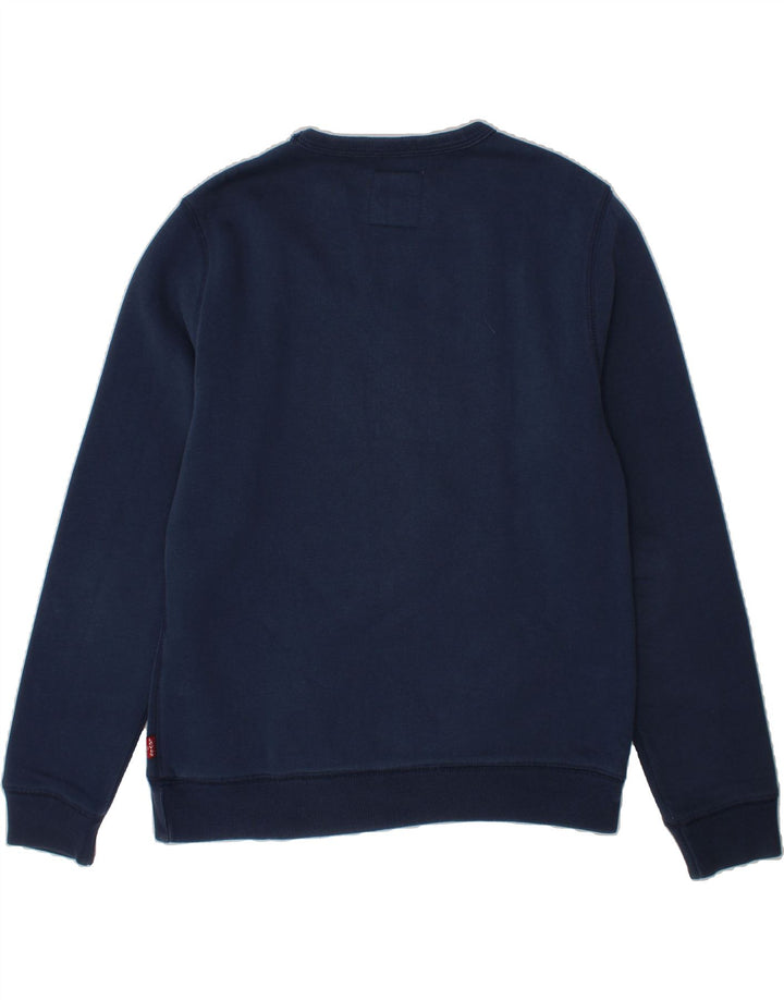 LEVI'S Boys Graphic Sweatshirt Jumper 13-14 Years Navy Blue Cotton Vintage Levi's and Second-Hand Levi's from Messina Hembry 