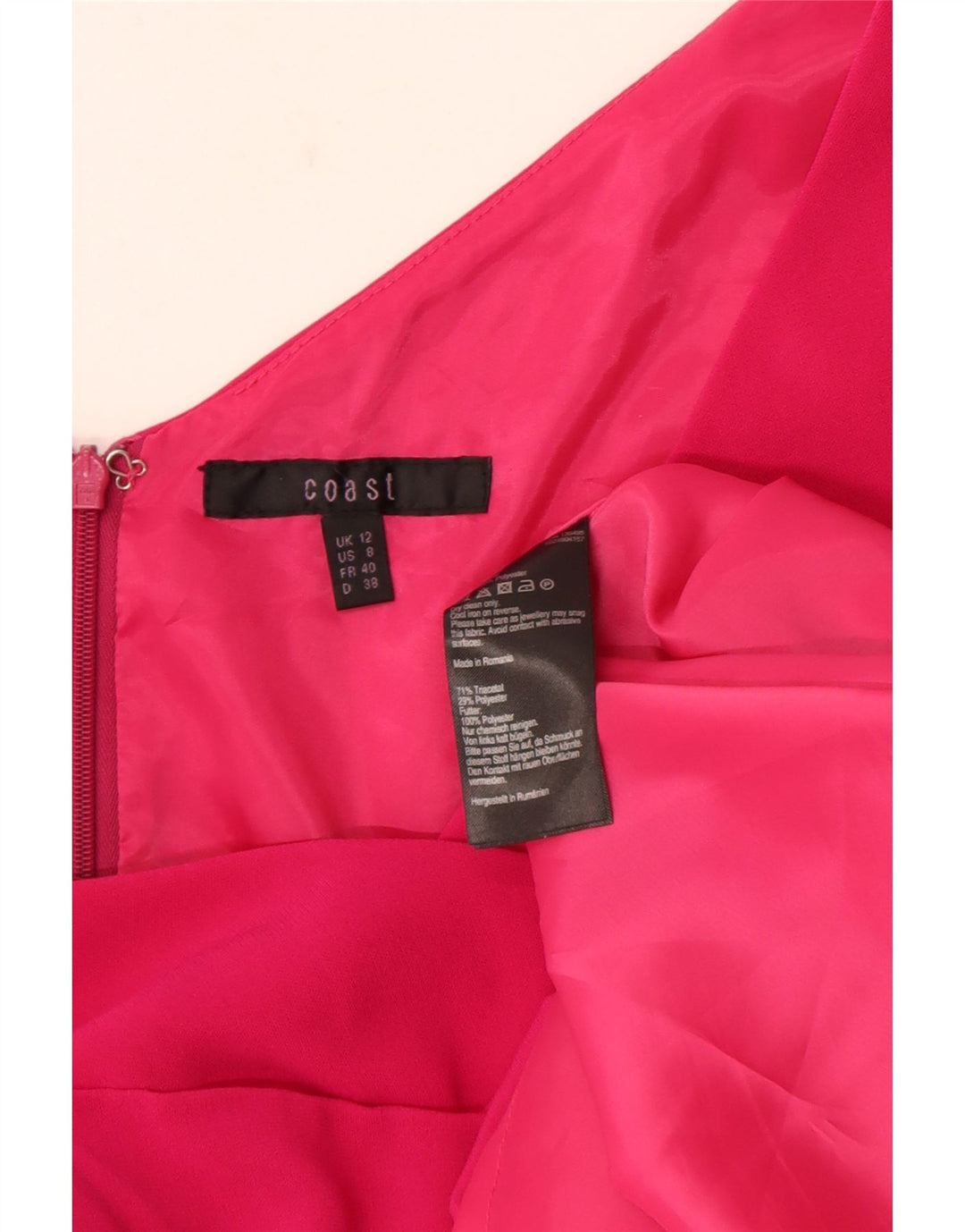 Abito tubino senza maniche da donna Coast UK 12 Triacetato rosa medio