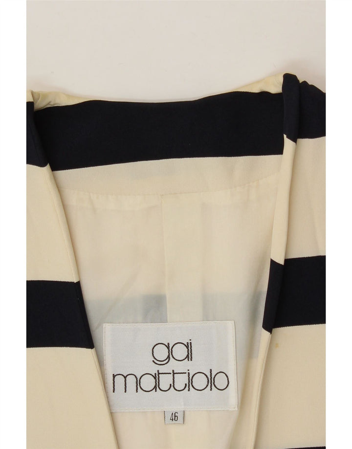 GAI MATTIOLO Womens 3/4 Sleeve Blazer Jacket IT 46 Large Off White Striped Vintage Gai Mattiolo and Second-Hand Gai Mattiolo from Messina Hembry 