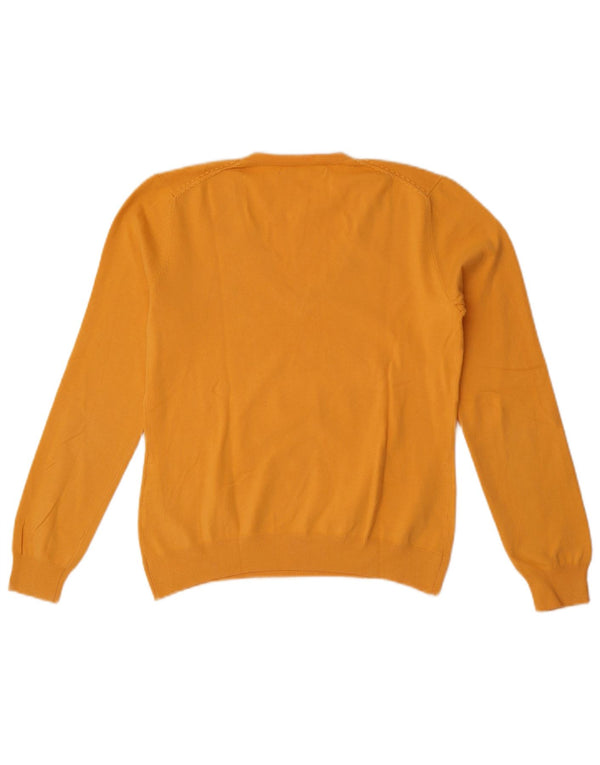Maglione maglione con scollo a V da donna Tommy Hilfiger UK 12 Cotone giallo medio