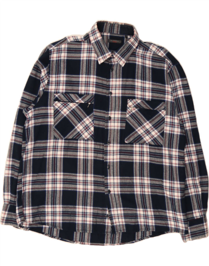 SEA BARRIER Mens Flannel Shirt XL Navy Blue Check Cotton Vintage Sea Barrier and Second-Hand Sea Barrier from Messina Hembry 