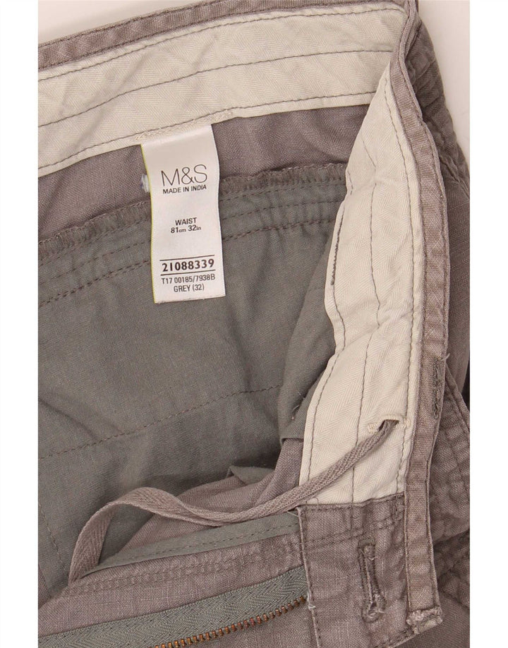 Bermuda da uomo Marks & Spencer W32 Lino grigio medio