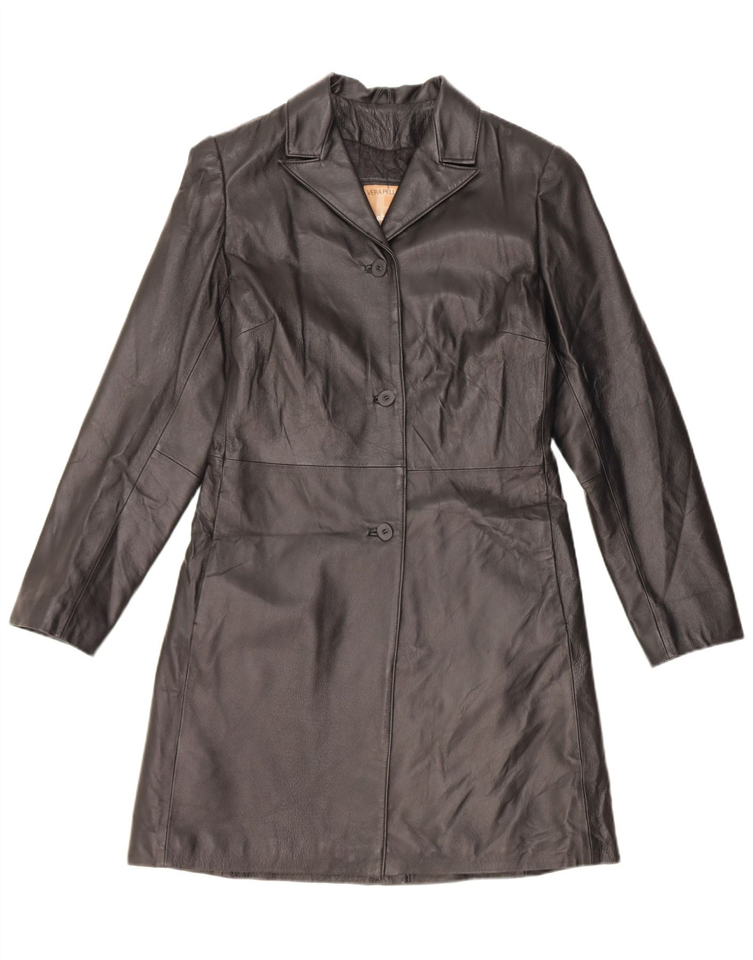 CONBIPEL Womens Leather Coat IT 44 Medium Black Leather