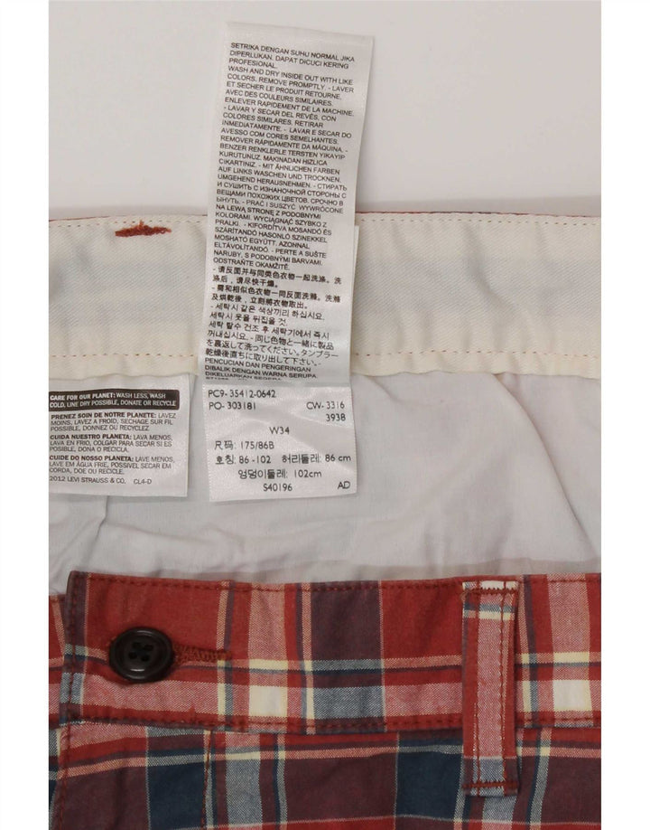 Pantaloncini chino da uomo Dockers W34 cotone a quadri rossi grandi