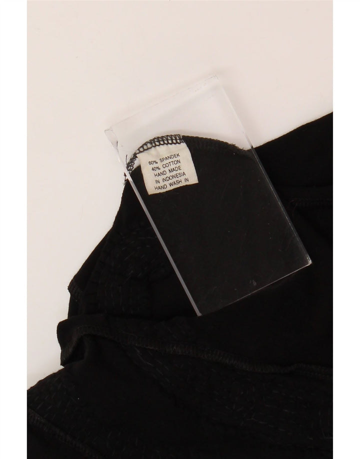 Camicetta corta da donna VINTAGE UK 12 Spandex floreale nero medio