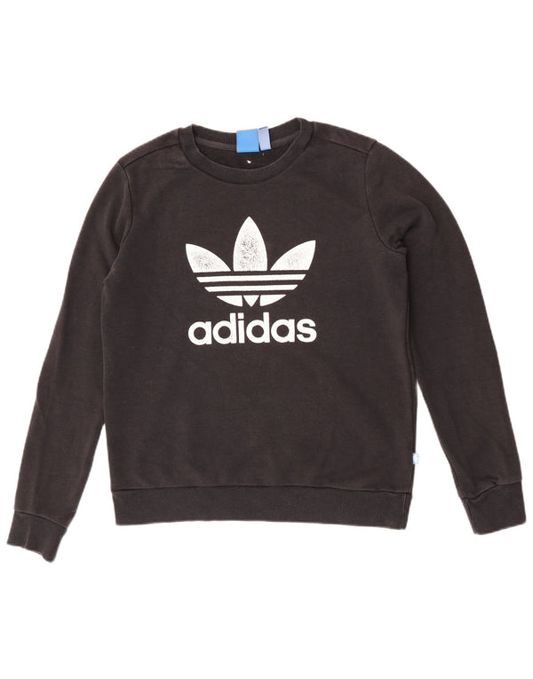 Felpa grafica da donna Adidas Jumper UK 10 Small Black Cotton