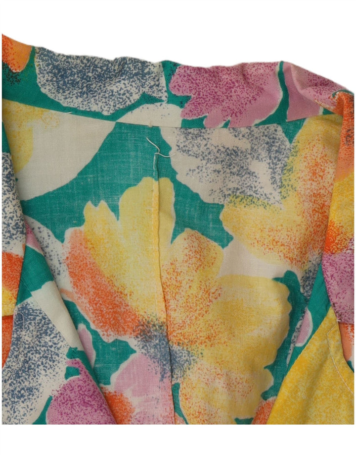 Giacca blazer vintage da donna a 3 bottoni UK 16 grande floreale multicolore