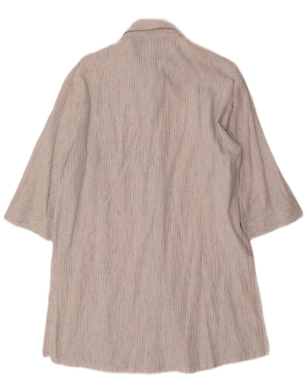Abito chemisier oversize con maniche a 3/4 da donna Zara UK 6 XS gessato bianco