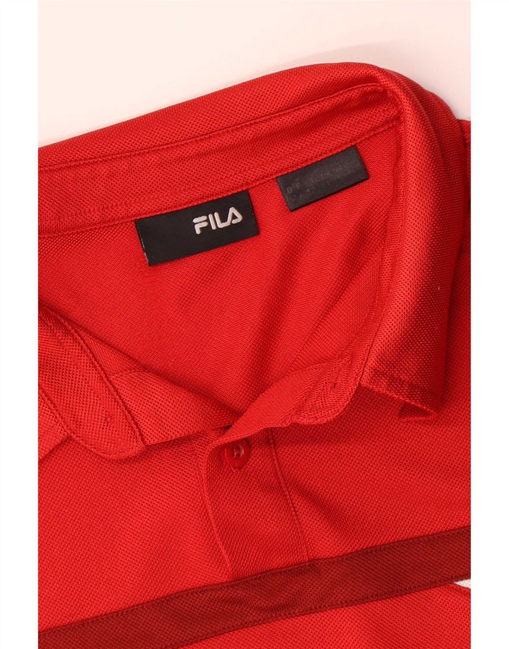 Polo da uomo Fila Large in poliestere color block rosso