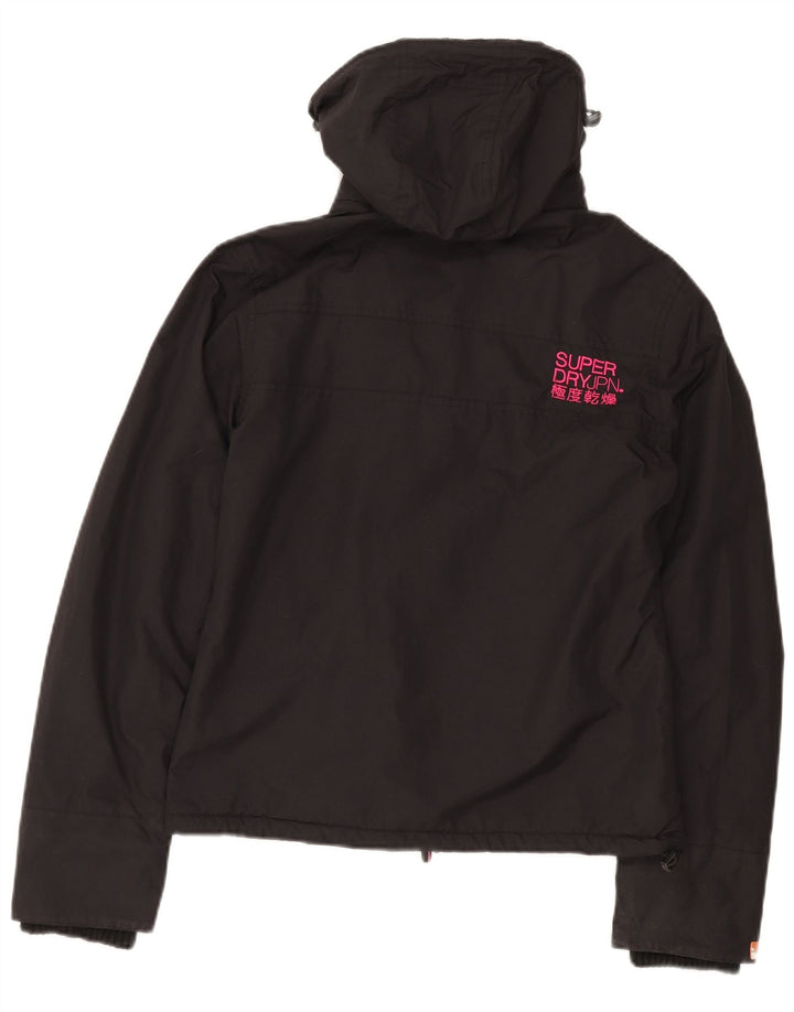 Giacca a vento con cappuccio da donna Superdry UK 14 nylon nero medio