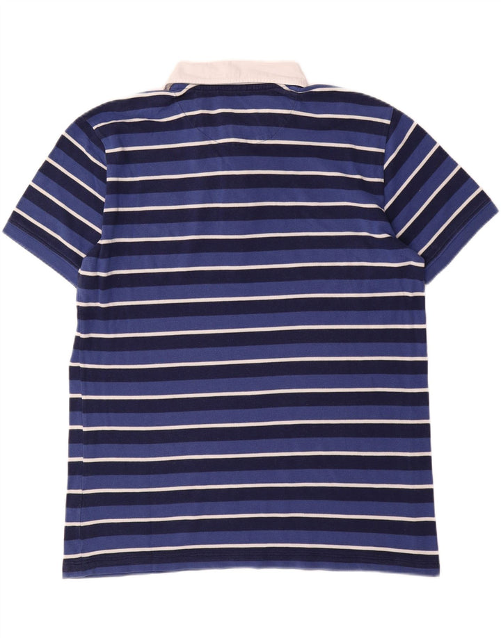 MARLBORO CLASSICS Mens Polo Shirt 2XL Blue Striped Cotton