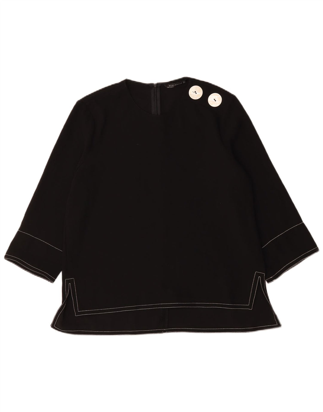 Top Zara da donna con maniche a 3/4, taglia UK 16, grande, poliestere nero