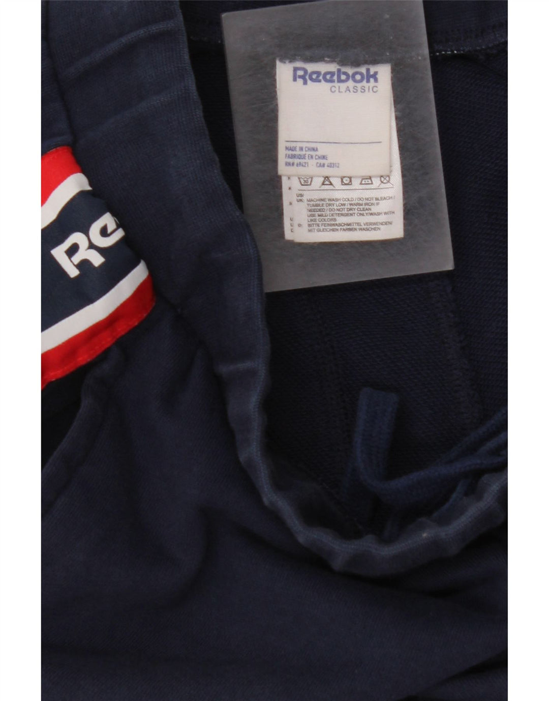 REEBOK Pantaloni da tuta con grafica da uomo Joggers piccoli in cotone blu navy
