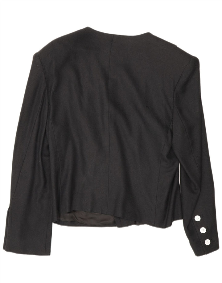 Giacca blazer doppiopetto da donna Louis Feraud UK 16 grande viscosa nera