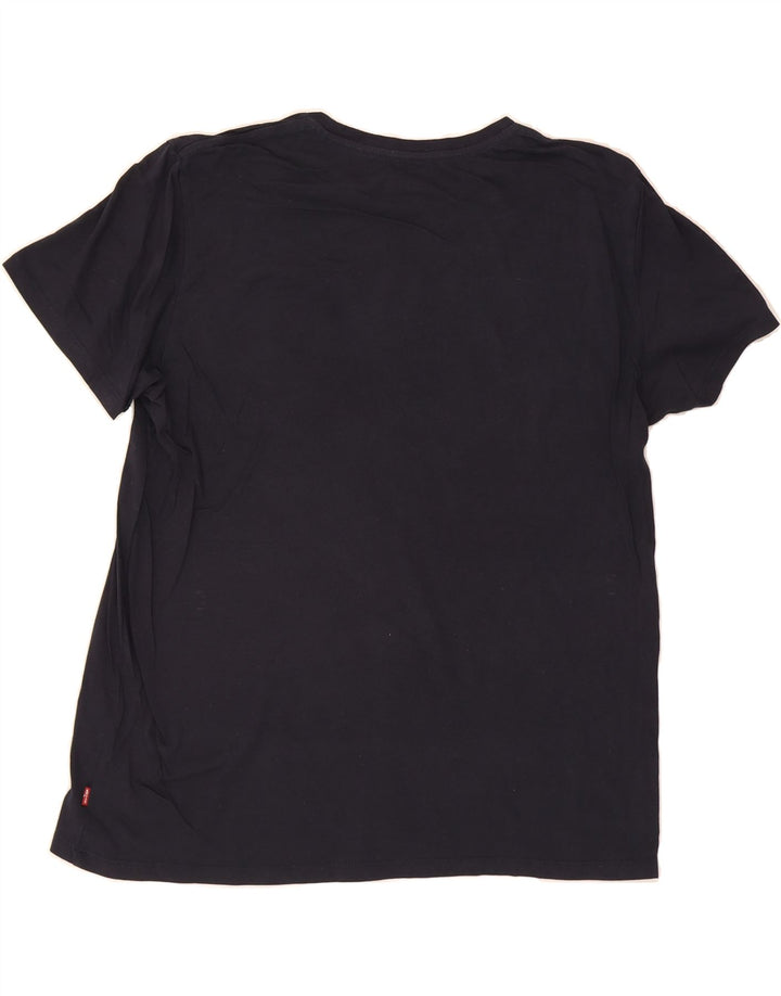 LEVI'S Mens Graphic T-Shirt Top 2XL Navy Blue Cotton Vintage Levi's and Second-Hand Levi's from Messina Hembry 