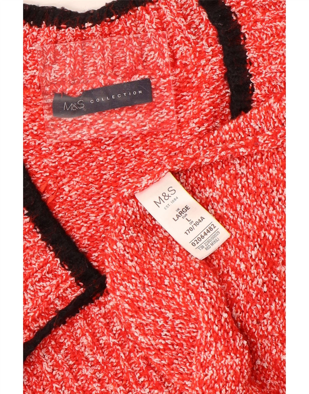 Maglione maglione con scollo a V da donna Marks & Spencer UK 16 grande poliestere rosso