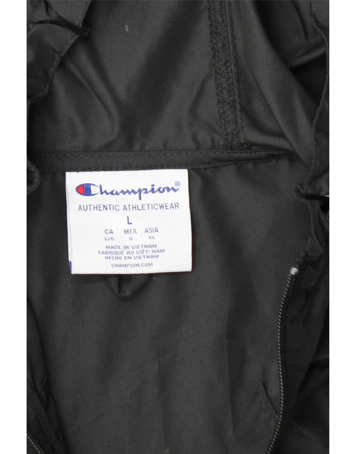 CHAMPION Mens Hooded Rain Jacket UK 40 Large Black Polyester