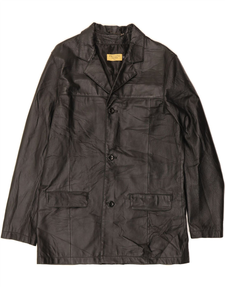 PRIVATE Mens Leather Jacket IT 52 XL Black Leather Vintage Private and Second-Hand Private from Messina Hembry 