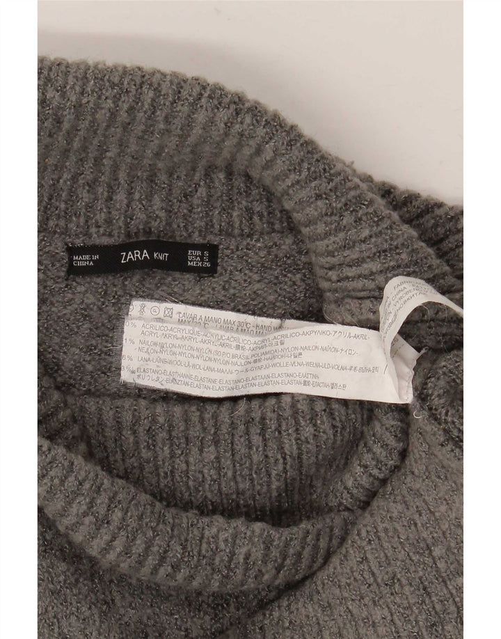 Maglione maglione oversize con collo alto da donna Zara UK 10 piccolo acrilico grigio
