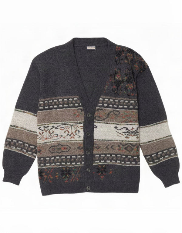 Maglione cardigan da uomo Casual Land IT 54 XL Grigio Fair Isle Poliacrilico