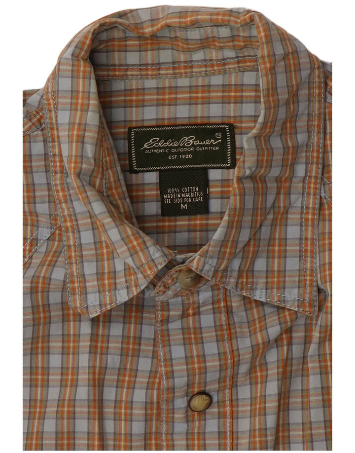EDDIE BAUER Camicia a maniche corte da uomo in cotone a quadri blu medio