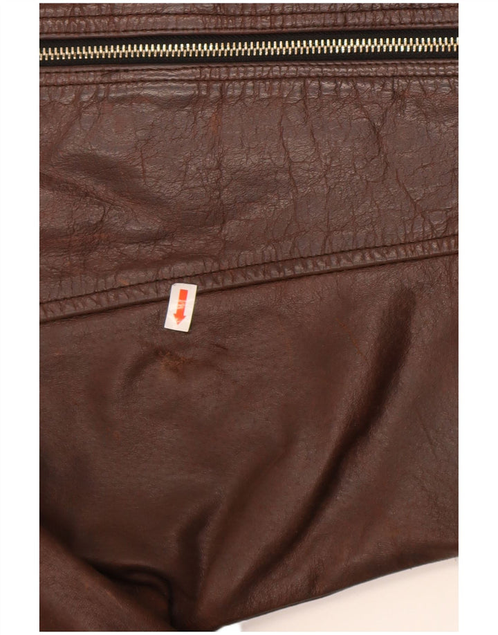 Giacca in pelle vintage da donna UK 14 grande in pelle marrone