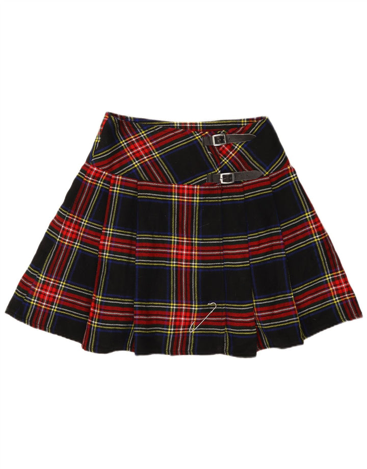 Gonna mini avvolgente da donna vintage W30 acrilico scozzese medio blu navy