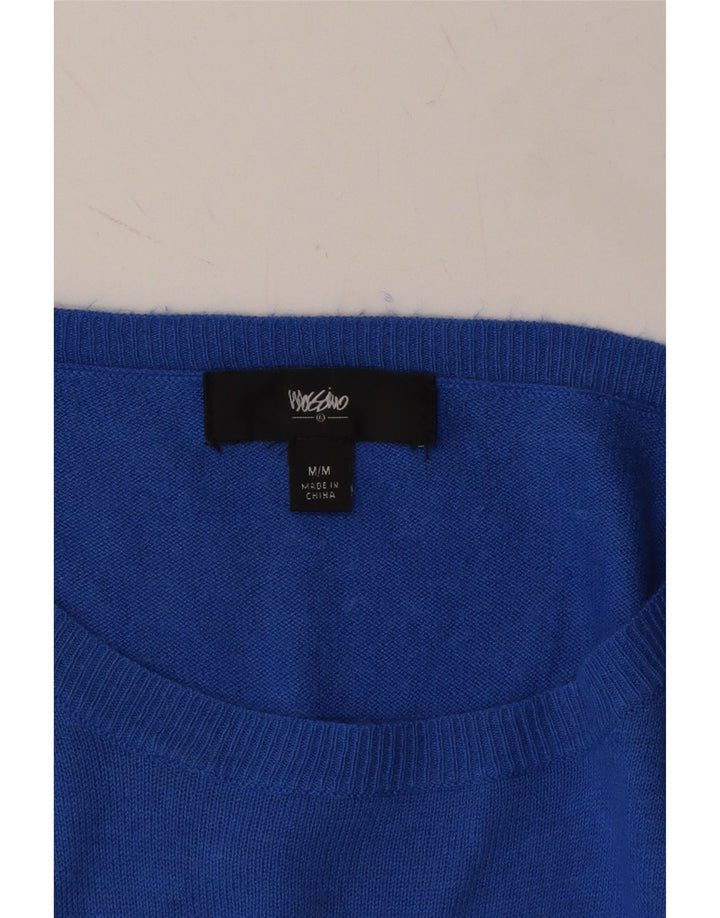MOSSIMO Womens Boat Neck Jumper Sweater UK 12 Medium Blue Nylon Vintage Mossimo and Second-Hand Mossimo from Messina Hembry 