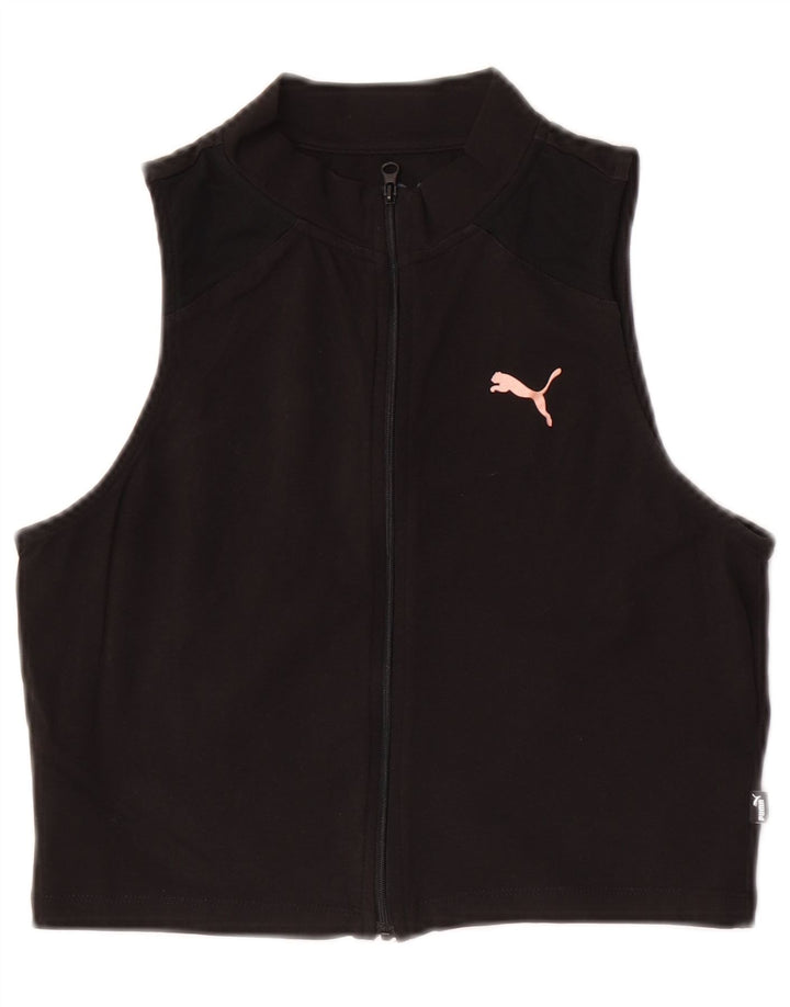 Top corto senza maniche da donna Puma UK 14 grande cotone nero