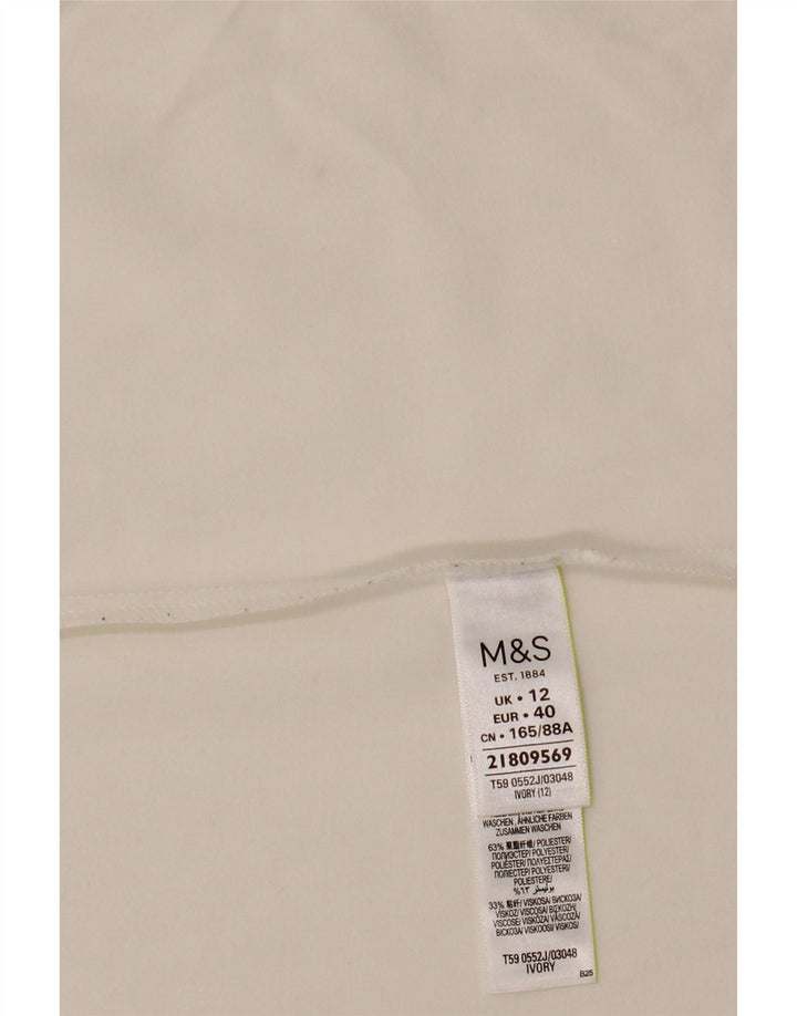 MARKS & SPENCER Giacca blazer aperta da donna con maniche a 3/4 UK 12 Medio Bianco