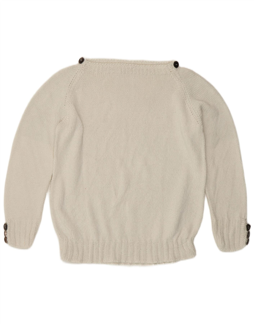Maglione maglione vintage da donna con scollo a barca UK 12 bianco medio