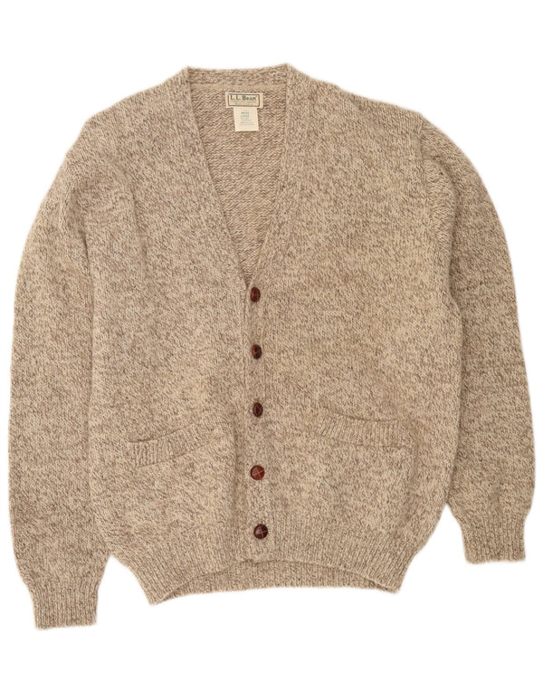 Maglione cardigan da uomo L.L.Bean grande lana screziata beige