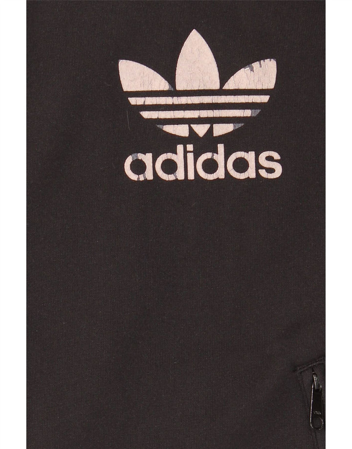 Maglione con cappuccio e zip Adidas da uomo in poliestere nero medio