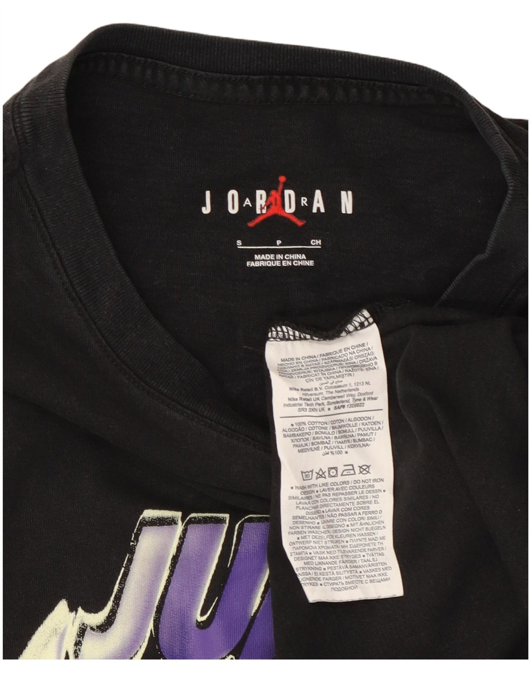 T-shirt grafica da uomo JORDAN Top piccola in cotone nero