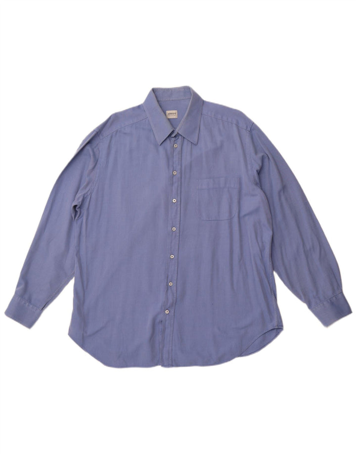 ARMANI COLLEZIONI Camicia da uomo Taglia 44 17 1/2 XL Cotone gessato blu