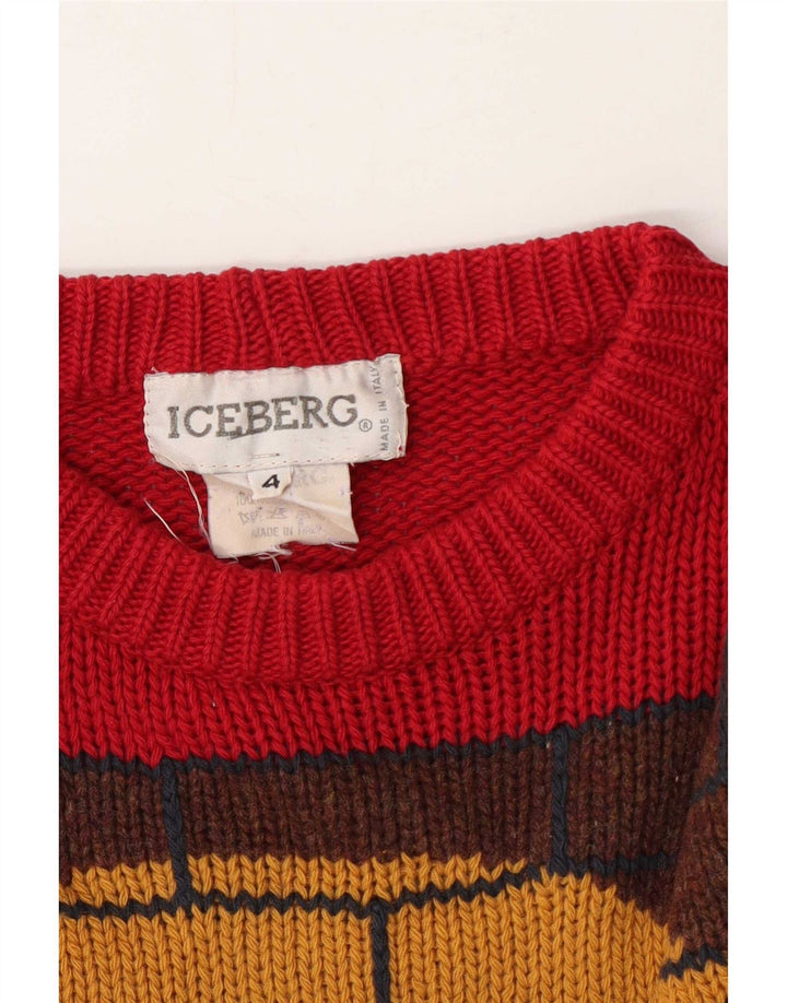 Maglione da uomo con grafica girocollo Iceberg in lana rossa media