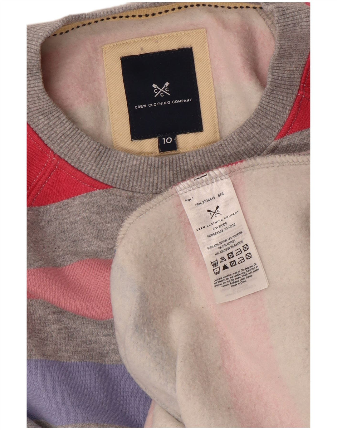 CREW CLOTHING Felpa da donna Maglione UK 10 Piccolo a righe multicolore