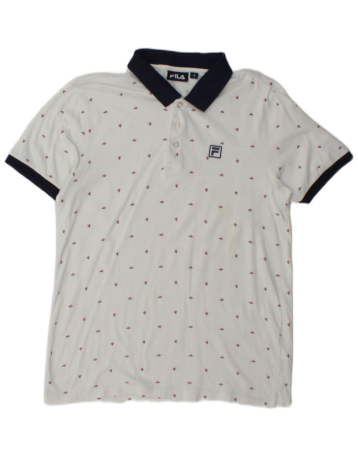 Polo grafica da uomo Fila piccola in cotone bianco