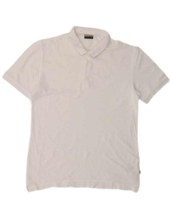Polo da uomo Napapijri grande in cotone bianco